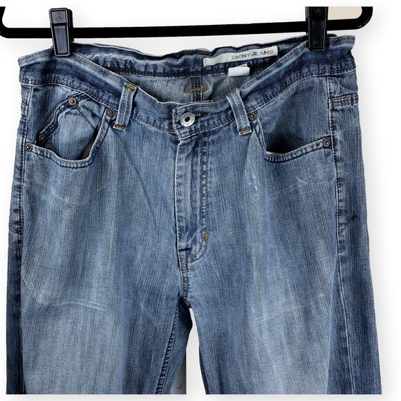 DKNY Womens Medium Wash Blue Jeans Distressed 32 x 32 - Picture 2 of 7